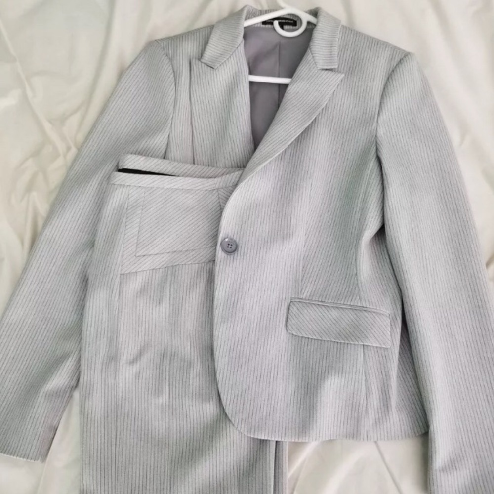 Express Grey Pinstripe Skirt Suit